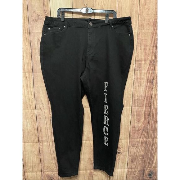 Ashley Stewart 20 plus size fierce logo black denim jeans pants NWT - Picture 5 of 8